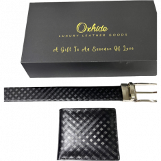 Leather Belt and Wallet Set